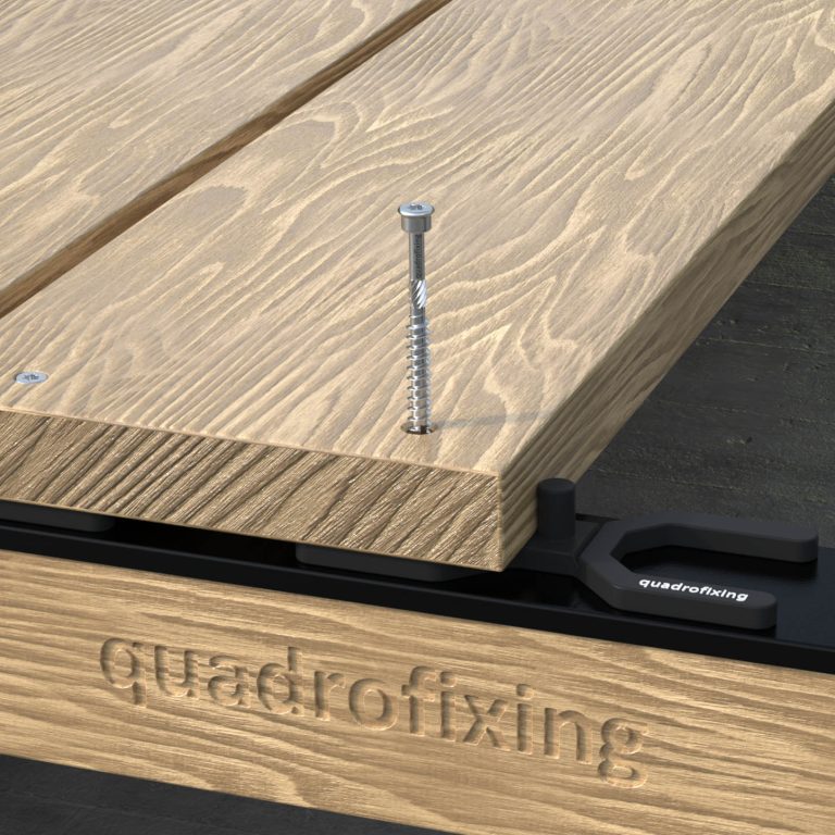 TERRIX-schroef, QUADRO H-ring en QUADRO TAPE-tape voor het monteren van terrasplanken
